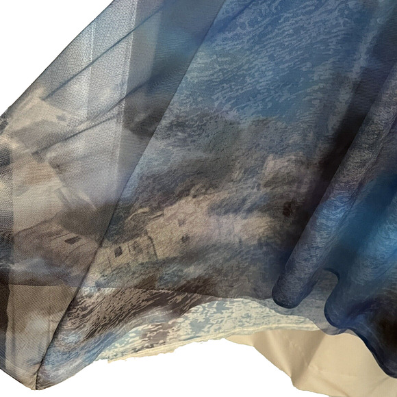 Midi Dress SZ S Sea Ocean Nautical Semi Sheer Mesh Skirt Art to Wear Grunge - Picture 8 of 16